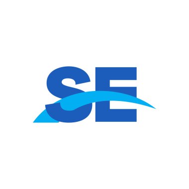 Initial letters logo SE, overlapping linked swoosh capital logo concept, blue, vector icon logo template elements for business, company, creative industry