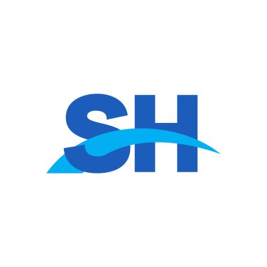 Initial letters logo SH, overlapping linked swoosh capital logo concept, blue, vector icon logo template elements for business, company, creative industry