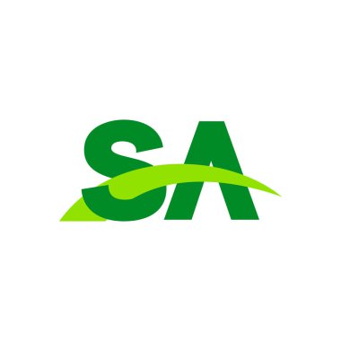 Initial letters logo SA, overlapping linked swoosh grass capital logo concept, eco nature green, vector icon logo template elements for business, company, creative industry