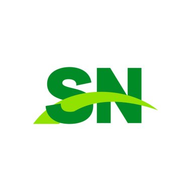 Initial letters logo SN, overlapping linked swoosh grass capital logo concept, eco nature green, vector icon logo template elements for business, company, creative industry
