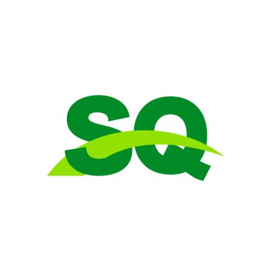 Initial letters logo SQ, overlapping linked swoosh grass capital logo concept, eco nature green, vector icon logo template elements for business, company, creative industry