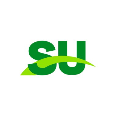 Initial letters logo SU, overlapping linked swoosh grass capital logo concept, eco nature green, vector icon logo template elements for business, company, creative industry