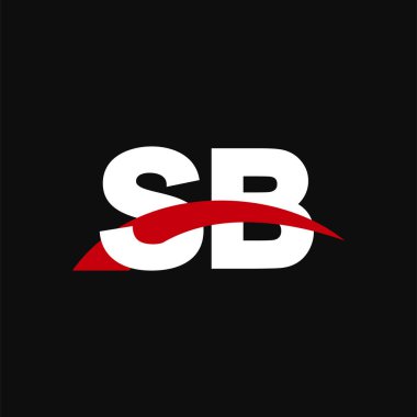 Initial letters logo SB, overlapping linked swoosh capital logo concept, white red black background, vector icon logo template elements for business, company, creative industry