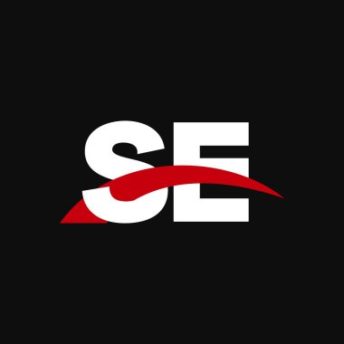 Initial letters logo SE, overlapping linked swoosh capital logo concept, white red black background, vector icon logo template elements for business, company, creative industry