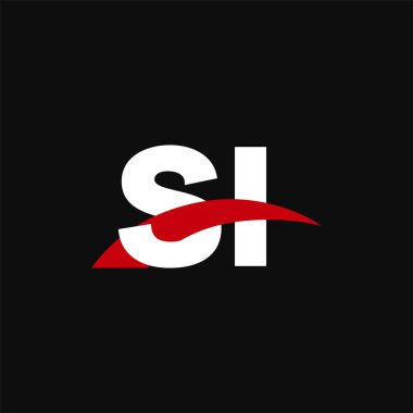 Initial letters logo SI, overlapping linked swoosh capital logo concept, white red black background, vector icon logo template elements for business, company, creative industry