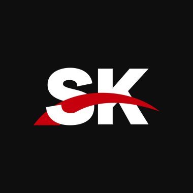 Initial letters logo SK, overlapping linked swoosh capital logo concept, white red black background, vector icon logo template elements for business, company, creative industry
