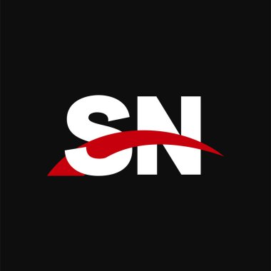 Initial letters logo SN, overlapping linked swoosh capital logo concept, white red black background, vector icon logo template elements for business, company, creative industry