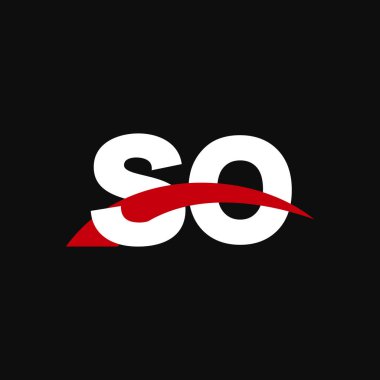 Initial letters logo SO, overlapping linked swoosh capital logo concept, white red black background, vector icon logo template elements for business, company, creative industry