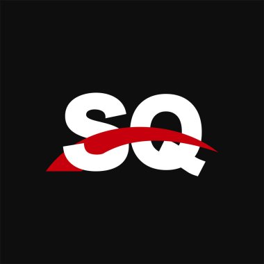 Initial letters logo SQ, overlapping linked swoosh capital logo concept, white red black background, vector icon logo template elements for business, company, creative industry