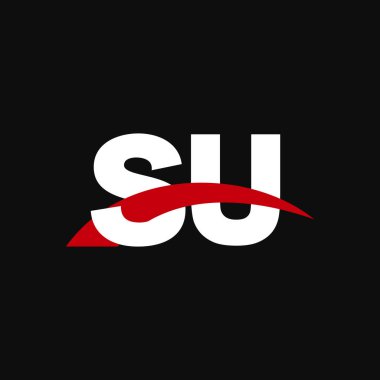 Initial letters logo SU, overlapping linked swoosh capital logo concept, white red black background, vector icon logo template elements for business, company, creative industry