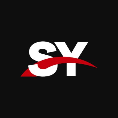 Initial letters logo SY, overlapping linked swoosh capital logo concept, white red black background, vector icon logo template elements for business, company, creative industry