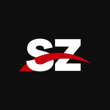 Initial letters logo SZ, overlapping linked swoosh capital logo concept, white red black background, vector icon logo template elements for business, company, creative industry