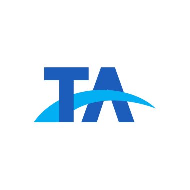 Initial letters logo TA, overlapping linked swoosh capital logo concept, blue, vector icon logo template elements for business, company, creative industry