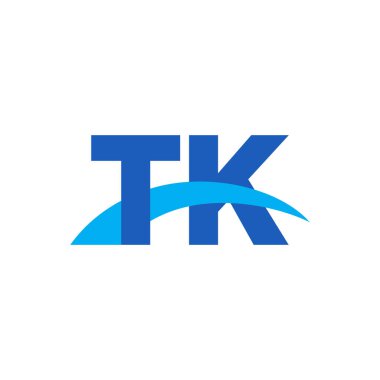 Initial letters logo TK, overlapping linked swoosh capital logo concept, blue, vector icon logo template elements for business, company, creative industry