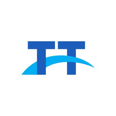 Initial letters logo TT, overlapping linked swoosh capital logo concept, blue, vector icon logo template elements for business, company, creative industry