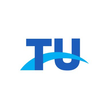 Initial letters logo TU, overlapping linked swoosh capital logo concept, blue, vector icon logo template elements for business, company, creative industry
