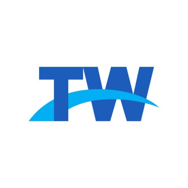 Initial letters logo TW, overlapping linked swoosh capital logo concept, blue, vector icon logo template elements for business, company, creative industry