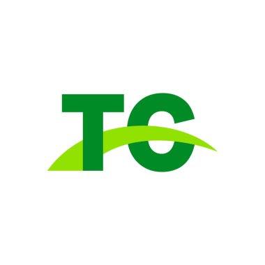 Initial letters logo TC, overlapping linked swoosh grass capital logo concept, eco nature green, vector icon logo template elements for business, company, creative industry
