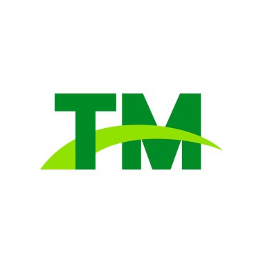 Initial letters logo TM, overlapping linked swoosh grass capital logo concept, eco nature green, vector icon logo template elements for business, company, creative industry