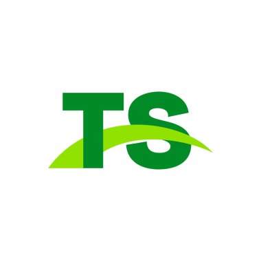 Initial letters logo TS, overlapping linked swoosh grass capital logo concept, eco nature green, vector icon logo template elements for business, company, creative industry