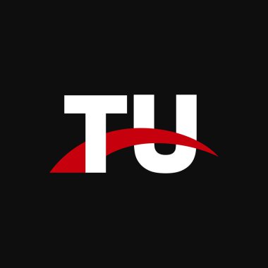 Initial letters logo TU, overlapping linked swoosh capital logo concept, white red black background, vector icon logo template elements for business, company, creative industry
