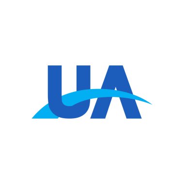 Initial letters logo UA, overlapping linked swoosh capital logo concept, blue, vector icon logo template elements for business, company, creative industry