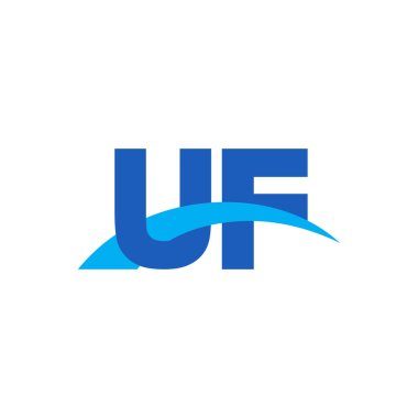 Initial letters logo UF, overlapping linked swoosh capital logo concept, blue, vector icon logo template elements for business, company, creative industry