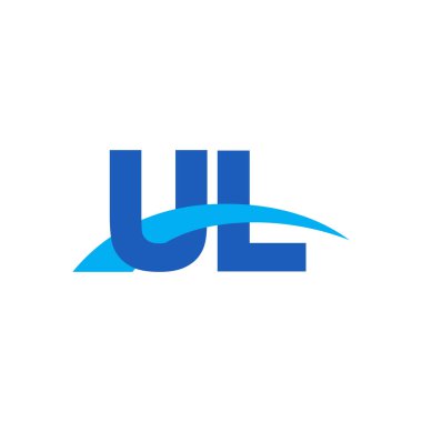 Initial letters logo UL, overlapping linked swoosh capital logo concept, blue, vector icon logo template elements for business, company, creative industry
