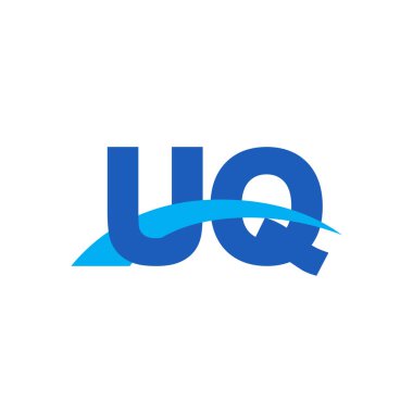 Initial letters logo UQ, overlapping linked swoosh capital logo concept, blue, vector icon logo template elements for business, company, creative industry