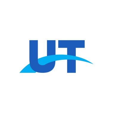 Initial letters logo UT, overlapping linked swoosh capital logo concept, blue, vector icon logo template elements for business, company, creative industry