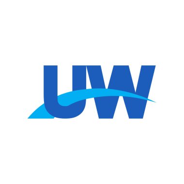 Initial letters logo UW, overlapping linked swoosh capital logo concept, blue, vector icon logo template elements for business, company, creative industry