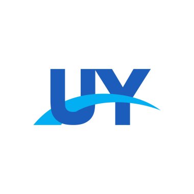 Initial letters logo UY, overlapping linked swoosh capital logo concept, blue, vector icon logo template elements for business, company, creative industry