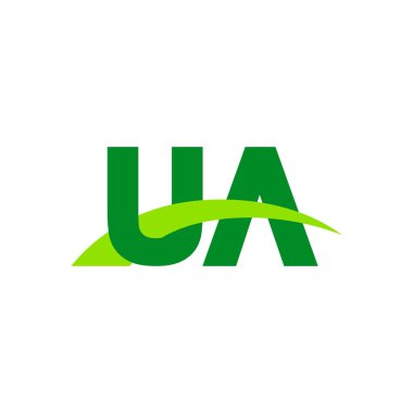Initial letters logo UA, overlapping linked swoosh grass capital logo concept, eco nature green, vector icon logo template elements for business, company, creative industry