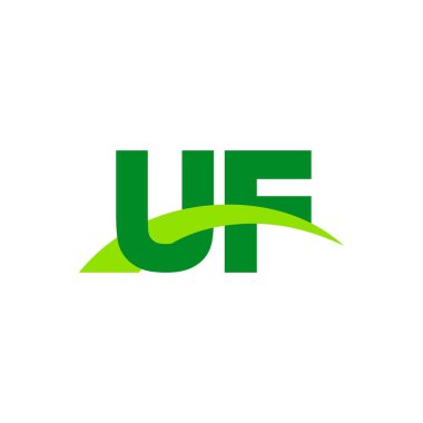 Initial letters logo UF, overlapping linked swoosh grass capital logo concept, eco nature green, vector icon logo template elements for business, company, creative industry