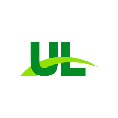 Initial letters logo UL, overlapping linked swoosh grass capital logo concept, eco nature green, vector icon logo template elements for business, company, creative industry