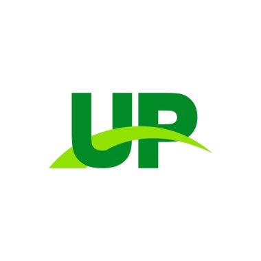 Initial letters logo UP, overlapping linked swoosh grass capital logo concept, eco nature green, vector icon logo template elements for business, company, creative industry