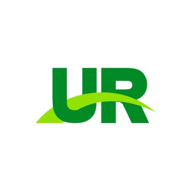 Initial letters logo UR, overlapping linked swoosh grass capital logo concept, eco nature green, vector icon logo template elements for business, company, creative industry