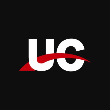 Initial letters logo UC, overlapping linked swoosh capital logo concept, white red black background, vector icon logo template elements for business, company, creative industry