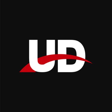 Initial letters logo UD, overlapping linked swoosh capital logo concept, white red black background, vector icon logo template elements for business, company, creative industry
