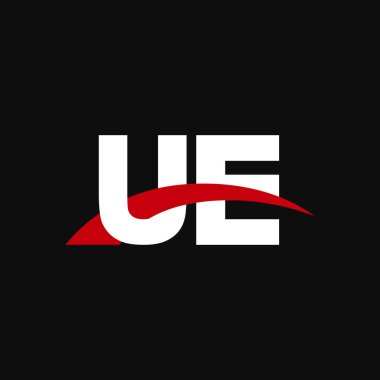 Initial letters logo UE, overlapping linked swoosh capital logo concept, white red black background, vector icon logo template elements for business, company, creative industry