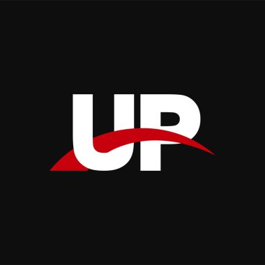 Initial letters logo UP, overlapping linked swoosh capital logo concept, white red black background, vector icon logo template elements for business, company, creative industry