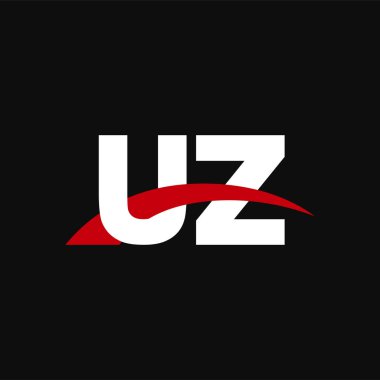 Initial letters logo UZ, overlapping linked swoosh capital logo concept, white red black background, vector icon logo template elements for business, company, creative industry