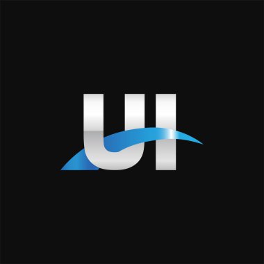 Initial letters logo UI, overlapping linked swoosh capital logo concept, metallic silver blue black background, vector icon logo template elements for business, company, creative industry