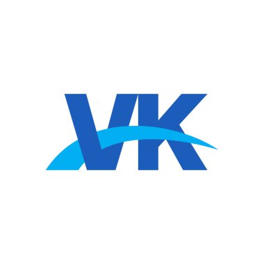 Initial letters logo VK, overlapping linked swoosh capital logo concept, blue, vector icon logo template elements for business, company, creative industry