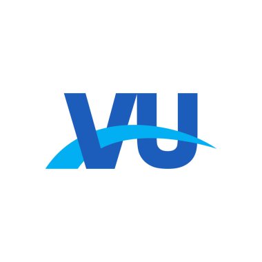 Initial letters logo VU, overlapping linked swoosh capital logo concept, blue, vector icon logo template elements for business, company, creative industry