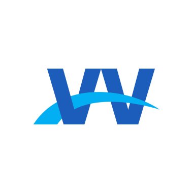 Initial letters logo VV, overlapping linked swoosh capital logo concept, blue, vector icon logo template elements for business, company, creative industry