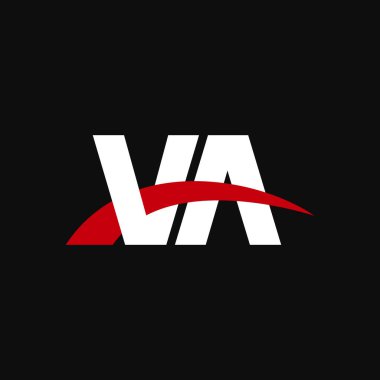 Initial letters logo VA, overlapping linked swoosh capital logo concept, white red black background, vector icon logo template elements for business, company, creative industry