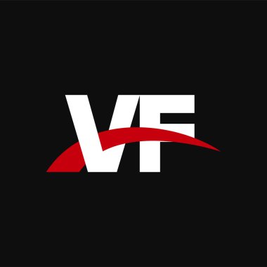 Initial letters logo VF, overlapping linked swoosh capital logo concept, white red black background, vector icon logo template elements for business, company, creative industry