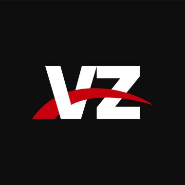 Initial letters logo VZ, overlapping linked swoosh capital logo concept, white red black background, vector icon logo template elements for business, company, creative industry