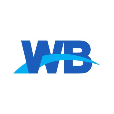 Initial letters logo WB, overlapping linked swoosh capital logo concept, blue, vector icon logo template elements for business, company, creative industry